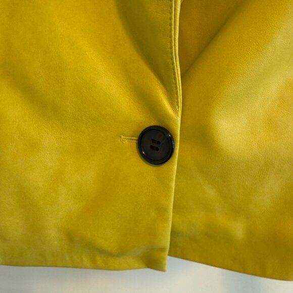 Anthropologie Avec Les Filles Yellow Faux Leather Cropped Blazer XS - Picture 3 of 8